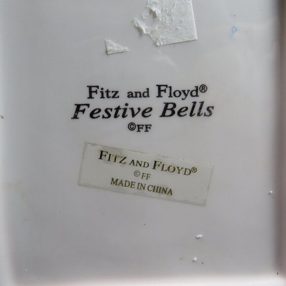 Fitz and Floyd Festive Bells ceramic sled w floral tray Holiday Christmas Decor - Picture 10 of 12